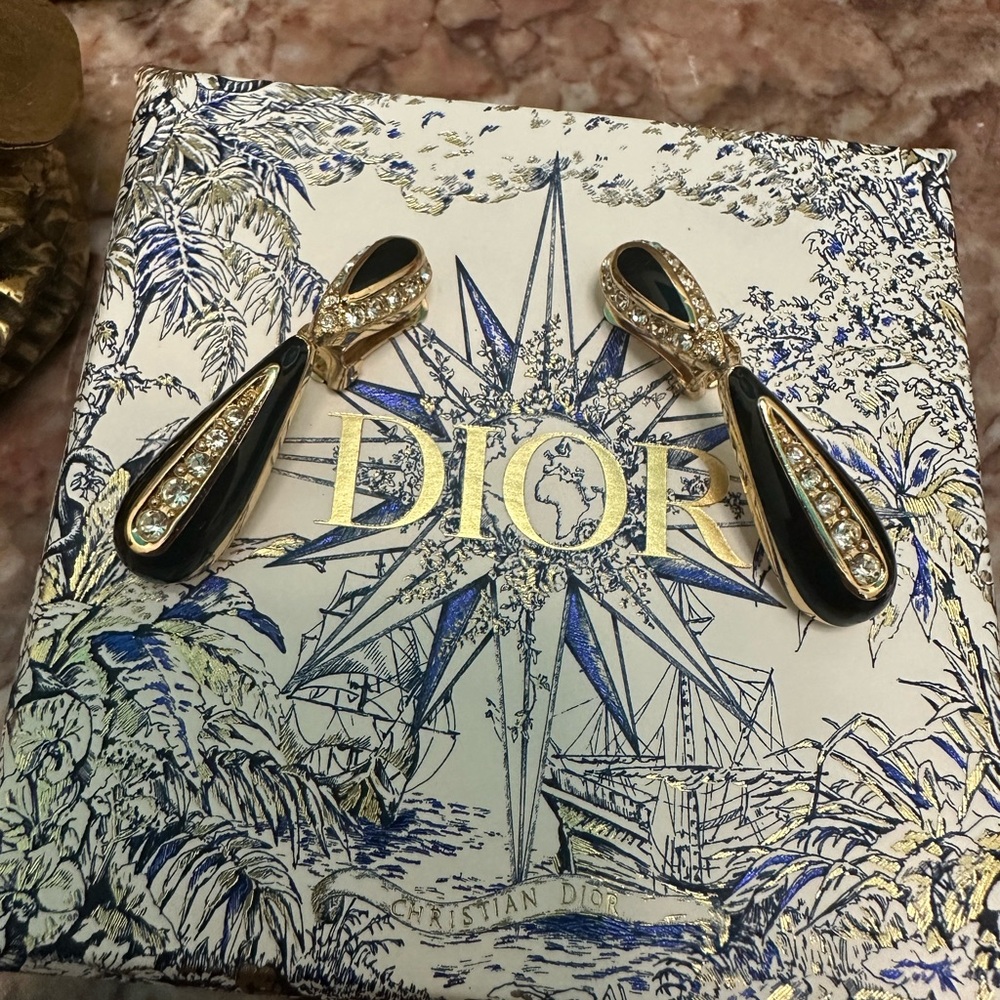 Dior Gold and Black Drop Earrings - Picture 3 of 5